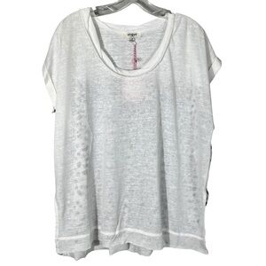 Umgee Boutique White Black Dalmatian Dot Print Contrast Blouse NWT Breathable M